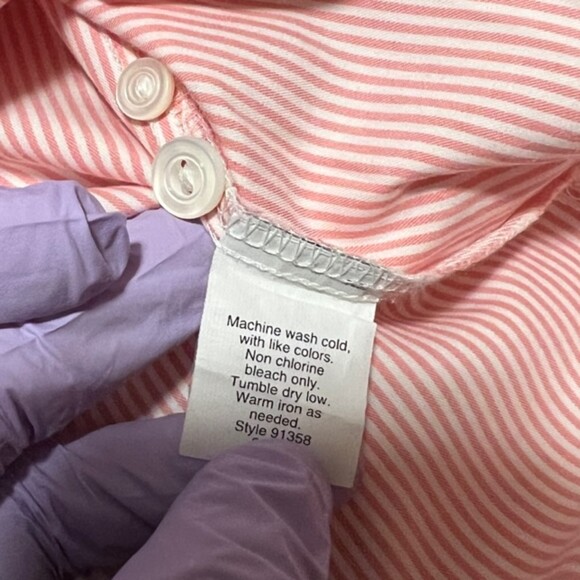 J. Crew Pink Striped 100% Pure Cotton Button Down Long Sleeve Shirt Size 0 - Picture 7 of 10